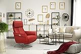 Scandico TV-Sessel Sessel Finn / Drehbarer Relax-Sessel mit 2-motorischer Rücken- und Fußteil-Verstellung / Herz-Waage-Position / 72 x 103 x 86 / Leder Rot