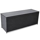 vidaXL Aufbewahrungsbox Poly Rattan Schwarz Gartentruhe Auflagenbox Kissenbox