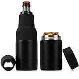 Belle Vous Edelstahl Bierdosen Abdeckung Flaschenkühler Manschette - Für 300-500 ml Dosen & 300 ml Flaschen - Isolierte 3-in-1 Bier Gadgets mit Öffner - Für Geschenk Bier & Alkoholfreie Getränke