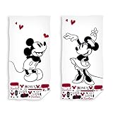 damaloo Mickey Mouse Handtuch Set Baumwolle - Partner Handtücher für Erwachsene Paare - Kinder Strandtuch Badetuch mit Minnie & Micky Maus Motiv - Bath Towels Big - Flauschige Badetücher 70x140