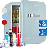 Klarstein Mini Kühlschrank für Zimmer, 48L Mini-Kühlschrank für Getränke & Kosmetik, Kleine Minibar, Kühlschrank Klein & Leise, Verstellbare Ablage, Kleiner Skincare Kühlschrank 0-10°C
