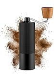 Lambda Coffee® Kaffeemühle manuell mit Edelstahl Mahlwerk I Kaffeemühle Kegelmahlwerk mit Holzgriff | Handkaffeemühle I Präzise Mahlgradeinstellung | coffee grinder