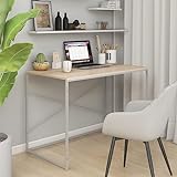 Möbeltisch Computertisch Weiß und Eiche 110x60x70cm Größe Engineered Wood