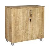 furni24 Aktenschrank mit Schloss und Fächern – Abschließbarer Holzschrank, mit 1 verstellbaren Regalbrettern, Flügeltüren und Metallscharnieren – Saphir-Eiche, 80x80x40 cm