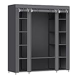 SONGMICS Kleiderschrank, Stoffschrank, 12 mit Kleiderstange und Ablagen, Stabiler Schrank, für Schlafzimmer, Ankleidezimmer, 150 x 45 x 175 cm, grau LSF03G