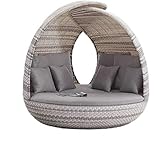 Strandkorbwerk Liegeinsel Piccadilly Lounge White Wash Duo Weaving mit 360°-Drehtechnik