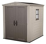 Keter Gerätehaus Factor 6x6, Beige, 6.2m³ Rauminhalt, Außenmaße (B/T/H):178 x 195.5 x 208 cm, wetterfest, wasserdicht, UV-beständig, Outdoor