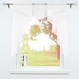 SCHOAL Scheibengardinen Küche Kleinfenster Gardinen mit Kräuselband oder Tunnelzug Bistrogardinen Voile Transparente Kurzgardinen Modern 1 Stück BxH 100x100cm Weiß