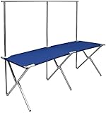 EYEPOWER Verkaufsstand 205x67x70 cm Höhenverstellbare Kleiderstange Klappbarer Marktstand Messestand Verkaufstisch Blau