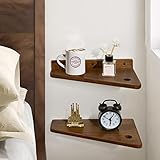 SUMGAR Nachttisch Holz, Wandregal Klein Braun, Bettablage Nachtschrank Nachtschrank für Bett & Schlafzimmer Wohnzimmer Dachstube, Mini-Wandboard Schwebend Organizer Hängeregal Getränkehalter, 2er Set