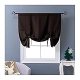 Transparent Schlaufenrollo Vorhänge 1PC Tie Up Shade Rod Pocket Blackout Curtain Modern Solid Style for Kitchen Small Window (Color : Brown, Size : Grommet_W120 X L220CM 1PC)