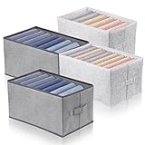 MVKV 4 Stück Kleiderschrank Organizer, Faltbare Hosen Organizer, Verdickter Stoff Kleidung Organizer mit PP-Trennwänden, Ordnungssystem Kleiderschrank für Jeans T-Shirt Hemden