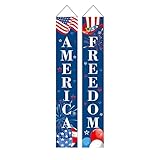 UOWEG VIERTER Juli Outdoor-Hängedekoration, Unabhängigkeitstag, Patriotismus-Paare mit Polyester-Flagge Mit Tisch (Blue, One Size)