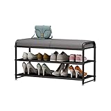 MEFFEE Schuhschränke Wohnzimmer-Schuhwechselhocker,Sitzschuhschrank,einfaches Schuhregal aus Eisen(Größe:90cm * 32,5cm * 48cm)