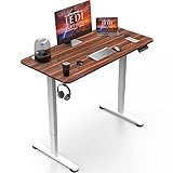 TRIUMPHKEY Höhenverstellbarer Schreibtisch Ganzes 1Tischplatte 120x60cm,Schreibtisch Höhenverstellbar Elektrisch Anti-kollisions,schreibtische 4 Funktion Rollen Computertisch Gaming Tisch Walnuss