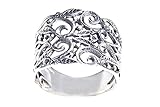 Windalf Mittelalter-Ring MANJA 1.5 cm Zarte Elfen Statementring Ornamentik Bohemia Silberring Vintage Glücks-Ring Freundschaftsring 925 Sterlingsilber (Silber, 60 (19.1))