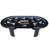 Home Deluxe - Pokertisch Full House - mit LED Beleuchtung und Getränkehalter, für bis zu 9 Personen, Maße: 215 x 106 x 78 cm, inklusive Chiptray I Spieltisch Poker Tisch