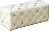Fußstütze mit Kristallknöpfen, Leder-Fußhocker, Würfel-Couchhocker, moderner Fußhocker, (Color : White Large, Size : 41x14x14inch)