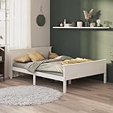 YuMeng Massivholzbett, Bettrahmen, Bett, Badezimmer Möbel, Bed Frame, Holz Bett, Bettgestell, Weiß Kiefer 140x200 cm