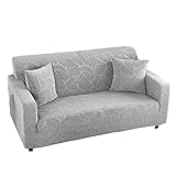 Sofa-Schonbezüge, Stretch-Sofabezug, Jacquard, weicher 3-Sitzer-Couchbezug, elastischer Möbelbezug für Wohnzimmer, Grau, 2 Sitzer, 135–175 cm (54–68 Zoll)