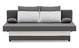 BETTSO -Sofa mit Schlaffunktion und Bettkasten, Couch für Wohnzimmer, Schlafsofa Federkern Sofagarnitur Polstersofa Wohnlandschaft mit Bettfunktion-GLO 1 Hellgrau+Weiß