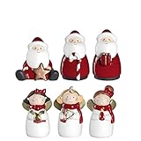 Leonardo Natale Weihnachtsfiguren 6er Set, Weihnachtsmänner Nikoläuse Engel Xmas, festliche Weihnachts- Deko, 6 Stück, weiß rot gold, 8 cm 034863