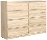 meble masztalerz Kommode Eiche-Sonoma Matt mit 8 Schubladen - 120 x 101,5 x 39 cm - Sideboard Wohnzimmer, Schlafzimmer - Schubladenschrank - Komodenschrank