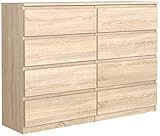 meble masztalerz Kommode Eiche-Sonoma mit 8 Schubladen 120 cm, Sideboard Wohnzimmer, Kommode Schlafzimmer H: 101,5 cm, B: 120 cm, T: 39 cm, Kommode mit Schubladen, Schubladenschrank