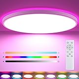 Heyseven RGB LED Deckenleuchte Dimmbar, 24W 2400LM Farbwechsel Deckenlampe mit Fernbedienung, Panel für Schlafzimmer Wohnzimmer Kinderzimmer Küche, 3000K-6500K