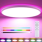 Heyseven RGB LED Deckenleuchte Dimmbar, 24W 2400LM Farbwechsel Deckenlampe mit Fernbedienung, Panel für Schlafzimmer Wohnzimmer Kinderzimmer Küche, 3000K-6500K