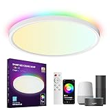 ZEHUILT 24W Smart LED Deckenlampe mit Fernveduenung - 12 Inch 2400lm RGB Farbwechsel Deckenlampe mit APP Steuerung, 2700K-6500K Alexa Deckenlampe mit Memory-Funktion, Smart Lampe für Schlafzimmer