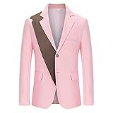 Slim Fit Anzugjacke für Herren Einreihiger EIN Knopf Business Formelle Anzüge Sportmantel Solider Klassischer Lässigerr Alltagsblazer(Pink,L)