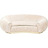 Kare Design Sofa Perugia 2-Sitzer, cremefarbene SAMT-Couch im 20er Jahre Stil, extravagante Sitzbank mit einzigartiger Faltentechnik und goldfarbigem Sockel, beige, (H/B/T) 65 x 195 x 119 cm, Stoff