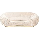 Kare Design Sofa Perugia 2-Sitzer, cremefarbene SAMT-Couch im 20er Jahre Stil, extravagante Sitzbank mit einzigartiger Faltentechnik und goldfarbigem Sockel, beige, (H/B/T) 65 x 195 x 119 cm, Stoff