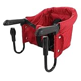 Einhängestuhl, Tragbarer Hochstuhl, Maschinenwaschbar, Hohe Sicherheit, Einfache Montage, Faltbar, 40 Lbs Belastbar, für 0,8-3,3-Zoll-Tische (Rot)