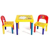 DREAMADE 3 TLG. Kindersitzgruppe Kindermöbel, Kinderstuhl & Tisch, Kindertisch mit 2 Stühle, Kindersitz Set, Farbig