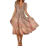 Elegante Kleider Damen, Ballkleider Damen Mode Print Summer Dress for Women Strandkleider Damen Sommer Rave Outfit Sommerkleid Damen Leicht FreizeitElegante Abendkleider Damen Kleidung Pink S