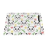 Niedliche Panda Bambus Stern Esszimmer Tischsets 4 Stück Home Geschenke Rutschfeste PVC Tischmatten Waschbar Hitzebeständige Tischsets 45 x 30 cm