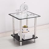 ZSH Couchtisch, Nordisches Wohnzimmer Sofa-Teller, gehärteter Glas-Nachttisch, Edelstahl-Beine, Kleiner quadratischer Tisch, Telefontisch (Color : B)