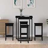 ZEYUAN 5-TLG. Bar-Set, Bartisch Mit Barhocker Set, Bartisch Küche, Esstisch Mit Stühlen, Wohnzimmer Möbel, Bar Tischset Mit Hocker, Schwarz Massivholz Kiefer