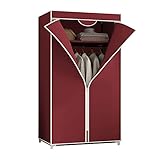 Kleiderschrank aus Segeltuch,tragbare Kleiderschrankregale mit Kleiderstange,Regale,Stoffbezug,Aufbewahrungsorganisator für Kleiderschränke,Rot-150 x 55 x 45 cm
