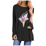 floryday Pullover Boho Pulli Weisse Oberteile Damen Shirt Silber Damen Tunika Marron Grün Blau Geometrischer Karodruck Langarm Lässig Vintage Boho Ethnisch Rundhals Langes Böhmisches