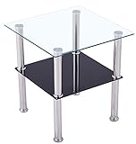 CasaXXl Couchtisch Glas mit Sicherheitsglas & Facettenschliff - Glastisch perfekt geeignet als Beistelltisch/Wohnzimmertisch 40x40x47cm (Eckig, Schwarz)