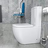 Randlose Stand-WC Kombination mit Spülkasten WC-Sitz aus Duroplast mit Absenkautomatik SoftClose-Funktion für waagerechten und senkrechten Abgang Spülrandlos KB6089