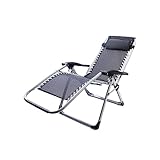Outdoor Lounge Stühle Sonnenliegen Zero Gravity Chairs Gartensessel Verstellbarer Loungesessel mit Getränkehalter unterstützt über 150 kg (Color : Gray)