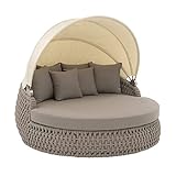 OUTLIV. Leon Loungeinsel Garten Daybed Sonnenliege Outdoor-Bank 186 x 200 x 90 cm, aus Aluminium/Geflecht/Olefin/Acryl in Grau-Braun für 2 Personen