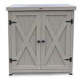 Habau 3093 Gartenschrank Laura mit integriertem Pflanztisch, grau, 80 x 45 x 92 cm