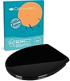 Calmwaters® Toilettendeckel mit Absenkautomatik Schwarz, Made in EU, antibakterieller Klodeckel, WC Sitz, Toilettensitz abnehmbar, Klobrille oval, WC Deckel Duroplast, Edelstahl-Befestigung