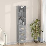 TECHPO Highboard Grau Sonoma 34,5x34x180 cm Engineered Wood Mit Farbe:Grey Sonoma