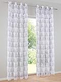 heine home 2er Set halbtransparenter Dekostore Vorhang Taupe/bunt mit leichtem Glanz Ösen HxB 245x140 cm